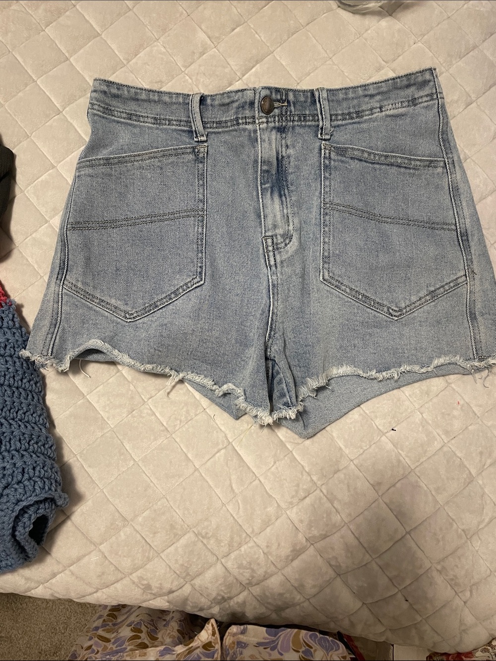 Listicle Light Blue High-Rise Denim Cutoff Shorts